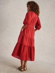 White Stuff Red Willow Broderie 100% Organic Cotton Dress - Image 2 of 6