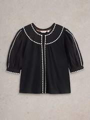 White Stuff Black Zoe Embroidered Top - Image 5 of 6