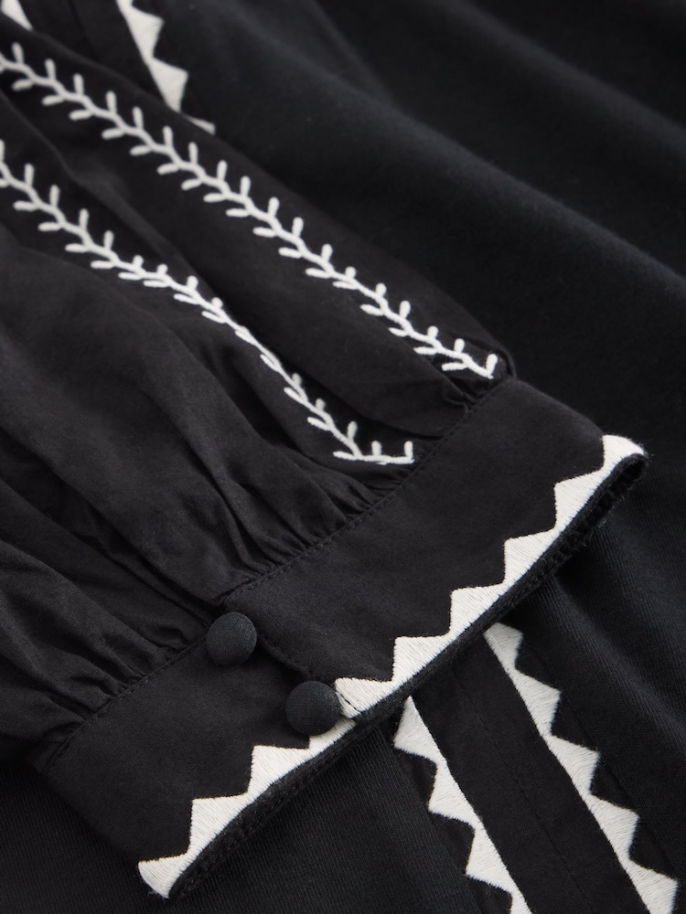 White Stuff Black Zoe Embroidered Top - Image 6 of 6