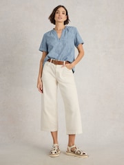 White Stuff Blue 100% Organic Cotton Teakie Stripe Top - Image 3 of 6