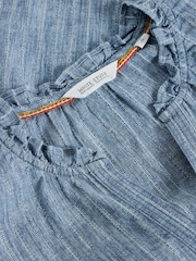 White Stuff Blue 100% Organic Cotton Teakie Stripe Top - Image 6 of 6