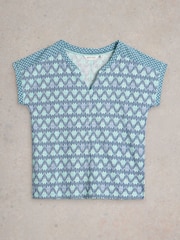Multicolor azul marino - Camiseta de algodón 100  con muesca en el cuello Nelly de White Stuff - Imagen 5 de 6