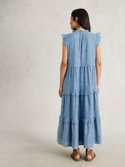 White Stuff Blue Rosie Stripe 100% Organic Cotton Maxi Dress - Image 3 of 6