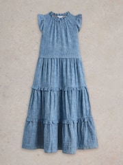White Stuff Blue Rosie Stripe 100% Organic Cotton Maxi Dress - Image 5 of 6