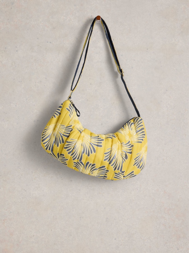 White Stuff Yellow Zoe Printed 100% Cotton Sling Bag - Image 1 of 4