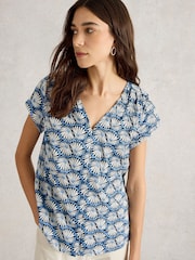 White Stuff Blue Rae 100% Organic Cotton Top - Image 1 of 6
