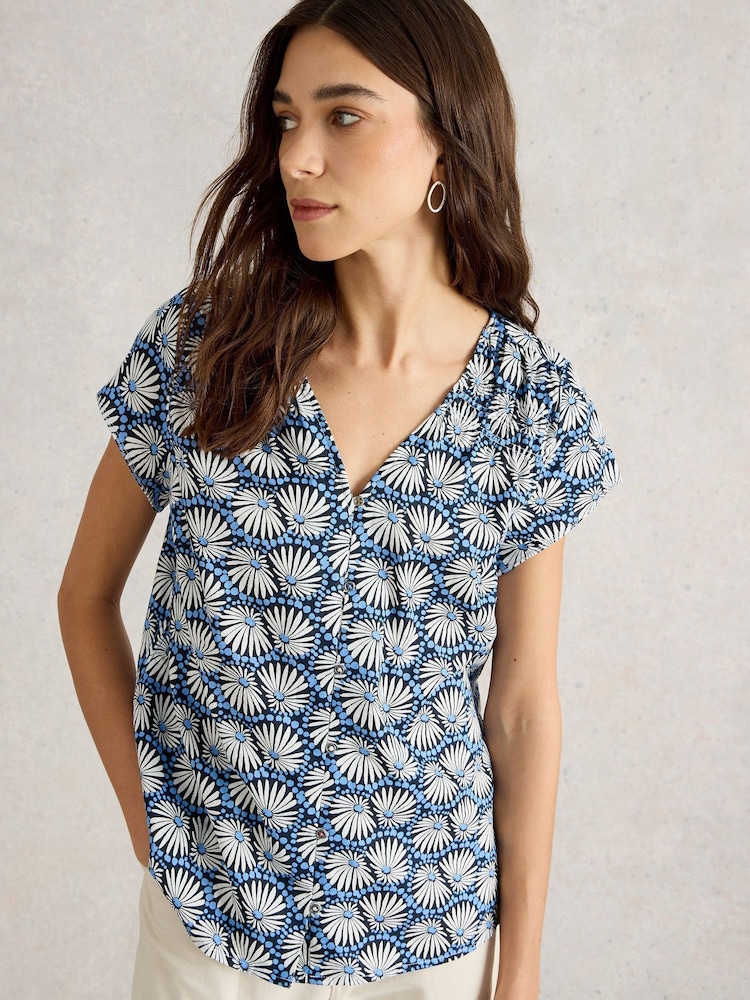 White Stuff Blue Rae 100% Organic Cotton Top - Image 1 of 6