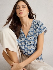 White Stuff Blue Rae 100% Organic Cotton Top - Image 3 of 6