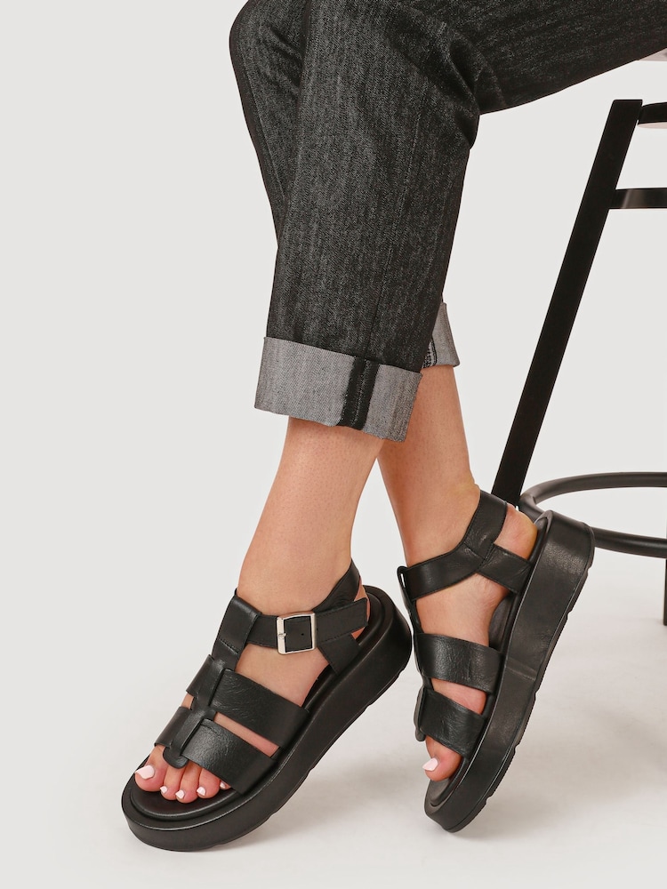 Jones Bootmaker Black Imilia Leather Platform Sandals - Image 1 of 6