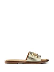 Jones Bootmaker Gold Emillina Leather Buckle Mule Sandals - Image 1 of 5
