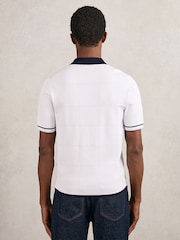 Reiss White/Navy/Blue Baxter Compact-Knit Tipped Zip-Through Shirt - Image 5 of 6