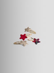 JoJo Maman Bébé Gold 4-Pack Festive Embroidered Clips - Image 3 of 3