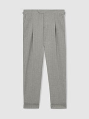Reiss Grey Complex Regular Fit Herringbone Trousers With Cotton - Image 2 of 6