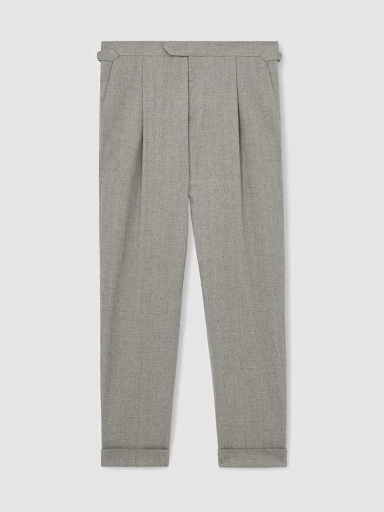 Reiss Grey Complex Regular Fit Herringbone Trousers With Cotton - Image 2 of 6