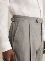 Reiss Grey Complex Regular Fit Herringbone Trousers With Cotton - Image 4 of 6