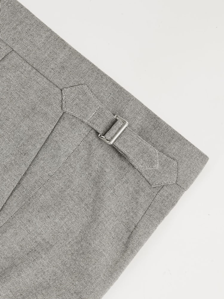 Reiss Grey Complex Regular Fit Herringbone Trousers With Cotton - Image 6 of 6