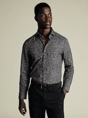 Charles Tyrwhitt Grey Slim Fit Made With Liberty Fabric 100% Cotton Shirt - Image 1 of 6