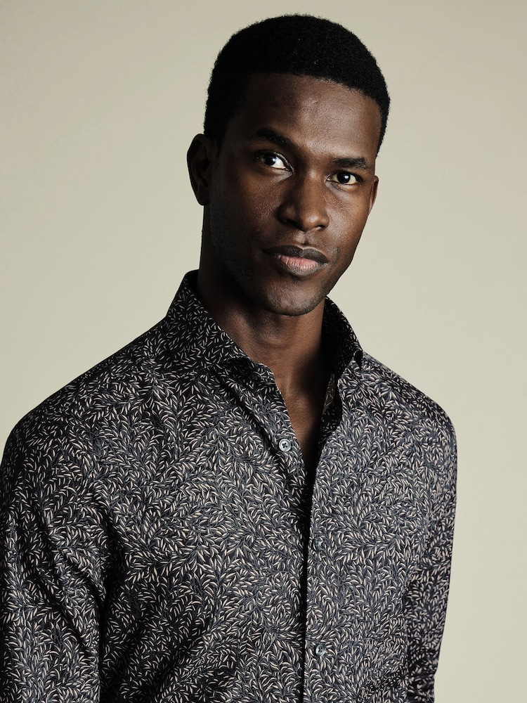 Charles Tyrwhitt Grey Slim Fit Made With Liberty Fabric 100% Cotton Shirt - Image 2 of 6