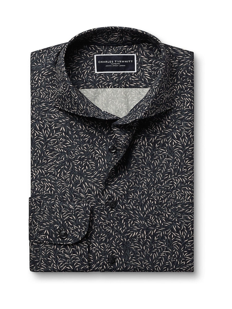 Charles Tyrwhitt Grey Slim Fit Made With Liberty Fabric 100% Cotton Shirt - Image 5 of 6