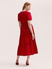 Finery Red Wren Cotton Ric Rac Detail Tiered Midi Dress - Image 4 of 4