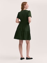 Finery Green Reece Cotton Ric Rac Detail Short Dress - Image 4 of 4