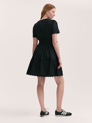 Finery Black Reece Cotton Ric Rac Detail Short Dress - Image 4 of 4