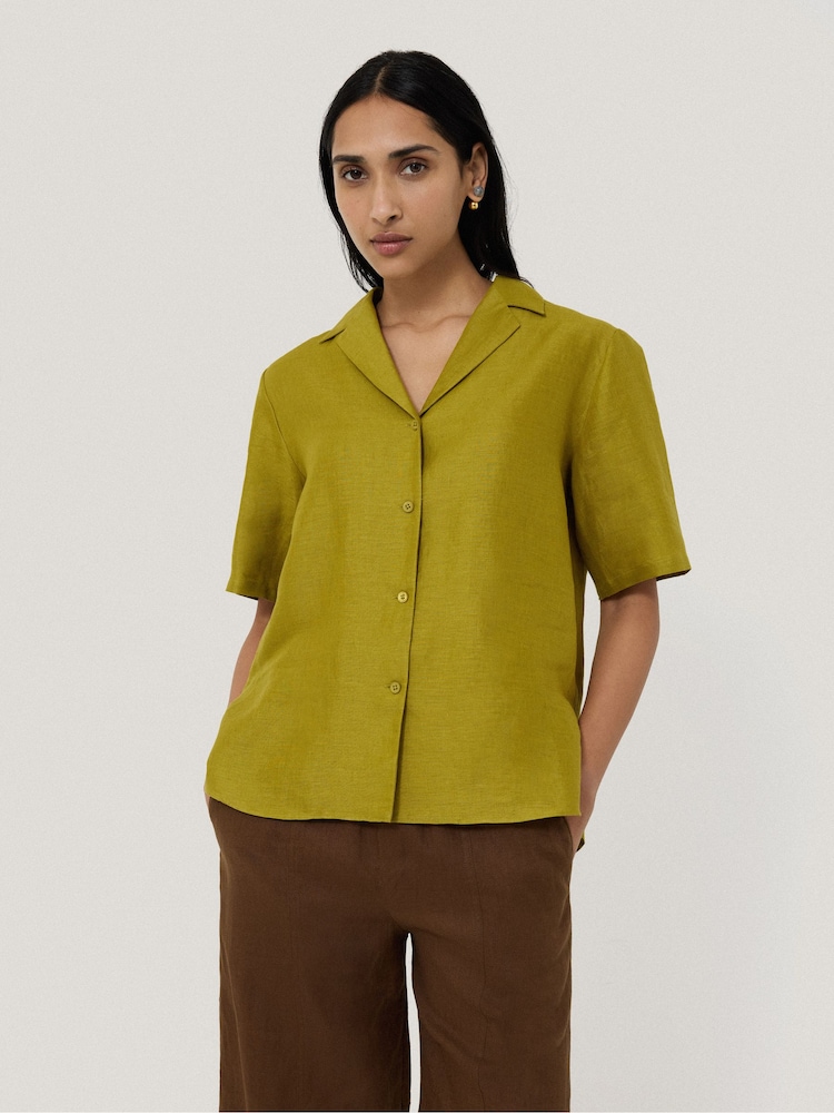 Jigsaw Green 100% Linen Casual Collar Shirt - Image 1 of 7