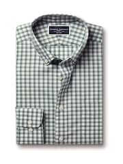 Charles Tyrwhitt Green Slim Fit Check Slim Fit Non-Iron Stretch Poplin 100% Cotton Shirt - Image 5 of 6