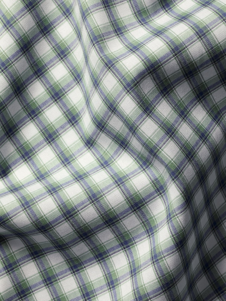 Charles Tyrwhitt Green Slim Fit Check Slim Fit Non-Iron Stretch Poplin 100% Cotton Shirt - Image 6 of 6