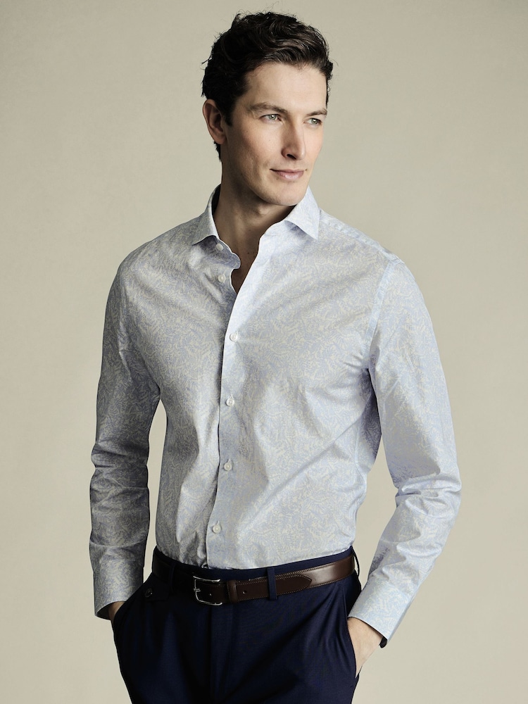 Charles Tyrwhitt Blue Slim Fit Slim Fit Made With Liberty 100% Cotton Fabric Shirt - Image 1 of 6