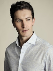 Charles Tyrwhitt Blue Slim Fit Slim Fit Made With Liberty 100% Cotton Fabric Shirt - Image 2 of 6