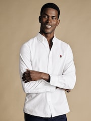 Charles Tyrwhitt White Plain Classic Fit Rfu Button-Down Washed Oxford 100% Cotton Shirt - Image 1 of 6