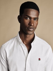 Charles Tyrwhitt White Plain Classic Fit Rfu Button-Down Washed Oxford 100% Cotton Shirt - Image 2 of 6