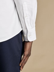 Charles Tyrwhitt White Plain Classic Fit Rfu Button-Down Washed Oxford 100% Cotton Shirt - Image 3 of 6