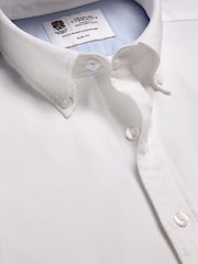 Charles Tyrwhitt White Plain Classic Fit Rfu Button-Down Washed Oxford 100% Cotton Shirt - Image 5 of 6