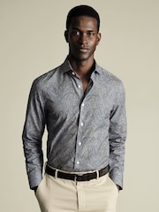 Charles Tyrwhitt Mid Blue Slim Fit Slim Fit Made With Liberty 100% Cotton Fabric Shirt - Image 1 of 6