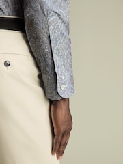 Charles Tyrwhitt Mid Blue Slim Fit Slim Fit Made With Liberty 100% Cotton Fabric Shirt - Image 3 of 6