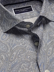 Charles Tyrwhitt Mid Blue Slim Fit Slim Fit Made With Liberty 100% Cotton Fabric Shirt - Image 4 of 6