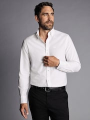 Charles Tyrwhitt White Plain Classic Fit Ny Jets Button-Down Washed Oxford 100% Cotton Shirt - Image 1 of 6