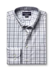 Charles Tyrwhitt Grey Check Slim Fit Non-Iron Stretch Poplin 100% Cotton Shirt - Image 5 of 6