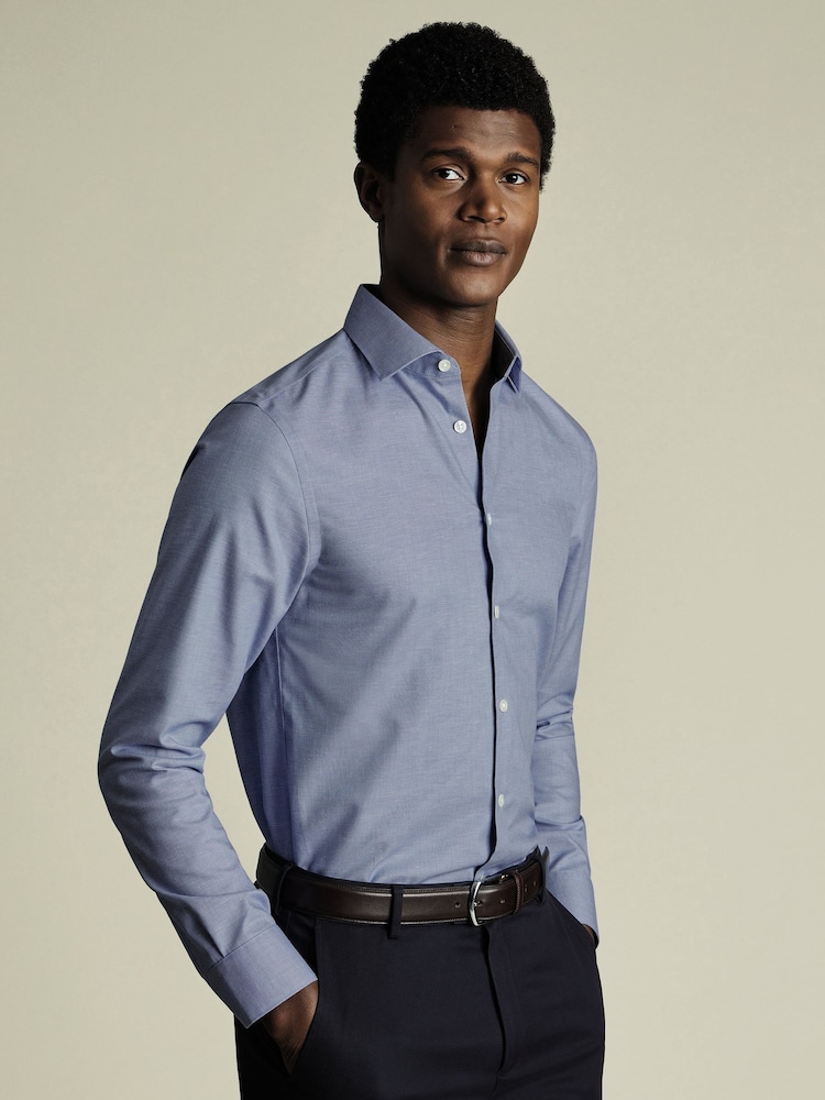 Приталенная хлопковая льняная рубашка Charles Tyrwhitt - Изображение 1 из 6