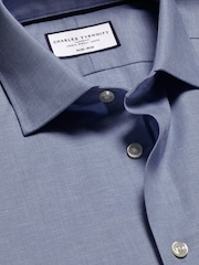 Приталенная хлопковая льняная рубашка Charles Tyrwhitt - Изображение 4 из 6