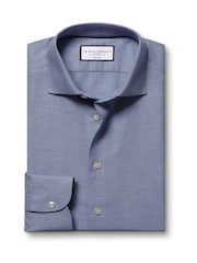 Приталенная хлопковая льняная рубашка Charles Tyrwhitt - Изображение 5 из 6