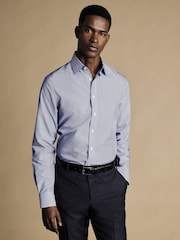 Charles Tyrwhitt NavyBlue Classic Fit Non-Iron Cutaway Collar Gingham 100% Cotton Shirt - Image 1 of 6