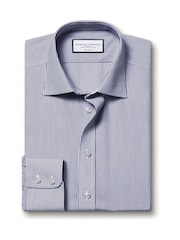 Charles Tyrwhitt NavyBlue Classic Fit Non-Iron Cutaway Collar Gingham 100% Cotton Shirt - Image 5 of 6