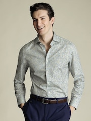 Charles Tyrwhitt Green Slim Fit Slim Fit Made With Liberty 100% Cotton Fabric Shirt - Image 1 of 6