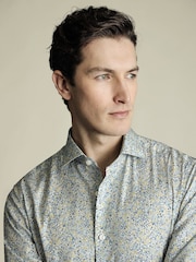 Charles Tyrwhitt Green Slim Fit Slim Fit Made With Liberty 100% Cotton Fabric Shirt - Image 2 of 6