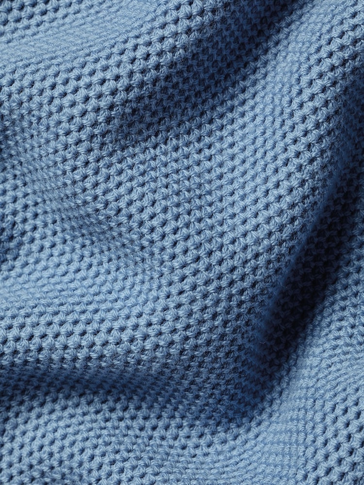 Charles Tyrwhitt Blue Honeycomb 100% Cotton Zip Neck Sweat Top - Image 5 of 5