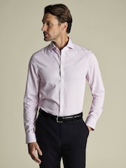 Charles Tyrwhitt Purple Slim Fit Slim Fit Non-Iron Cutaway Collar Fine Check 100% Cotton Shirt - Image 1 of 6