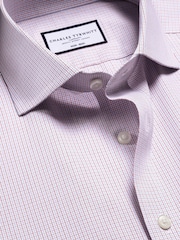 Charles Tyrwhitt Purple Slim Fit Slim Fit Non-Iron Cutaway Collar Fine Check 100% Cotton Shirt - Image 4 of 6